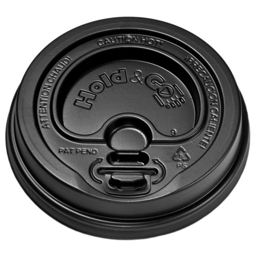 Hold&Go® Dome Lock-Back Hot Cup Lid, Fits 12-20oz Cups, Black